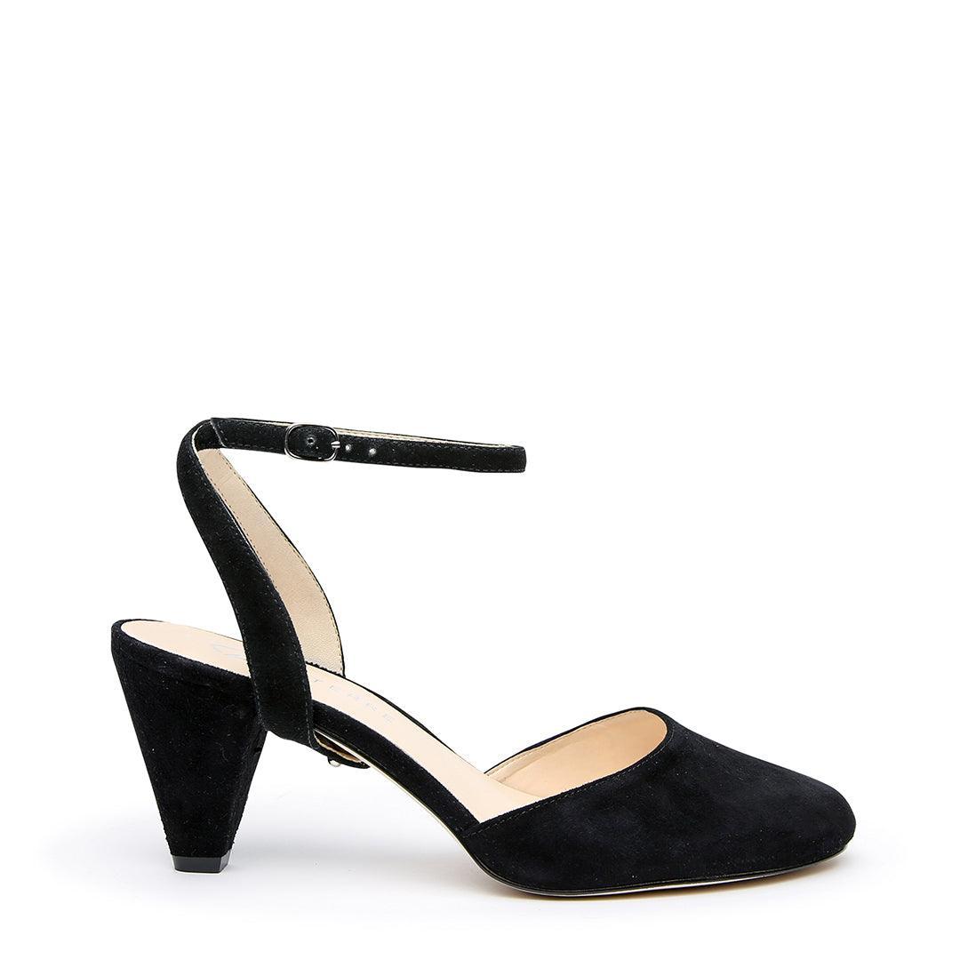 Black Suede Mule Marilyn Strap