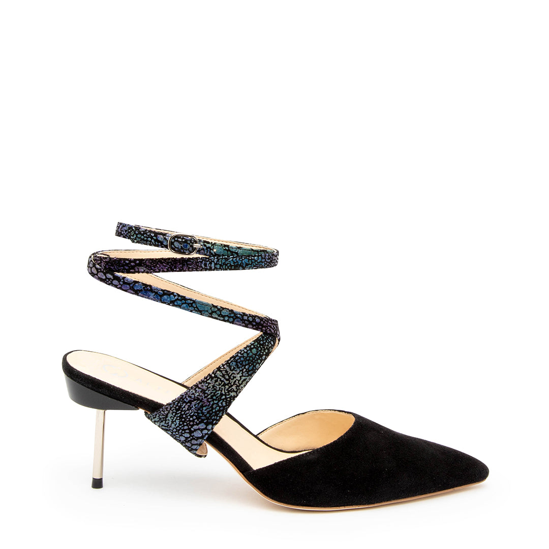 Black Suede Stiletto + Cosmic Tomoe Strap