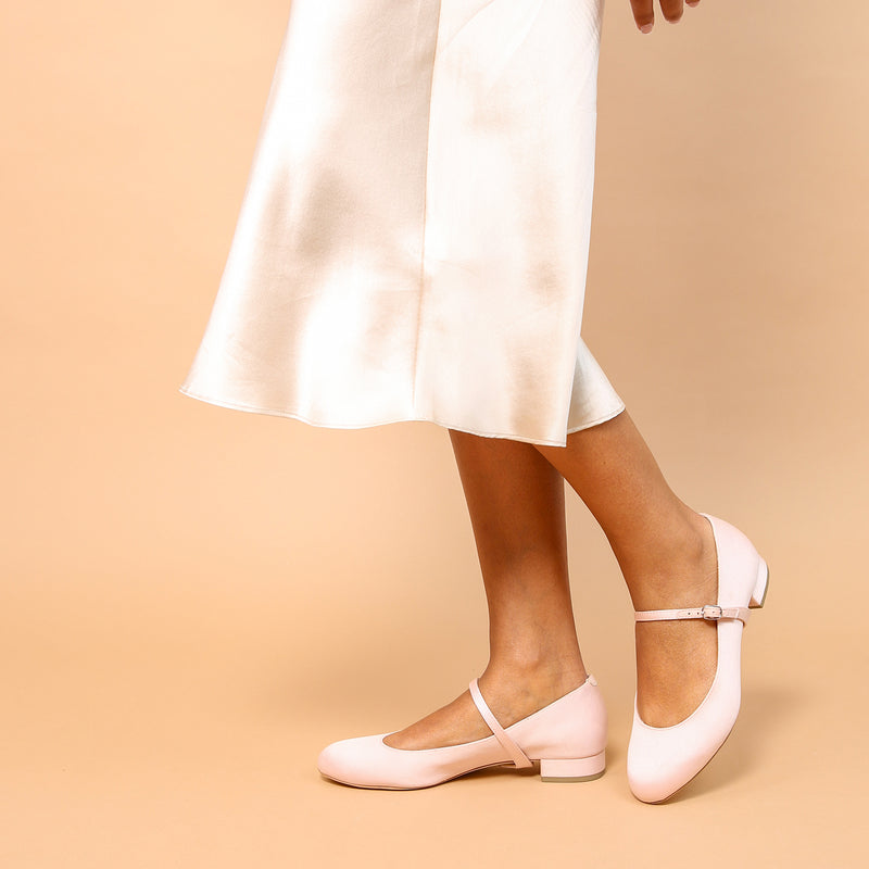 Shop Rose Satin Ballet Flat + Twiggy Strap | Customizable, Comfortable & Sustainable Shoes That Give Back – Ethical Luxury by Alterre