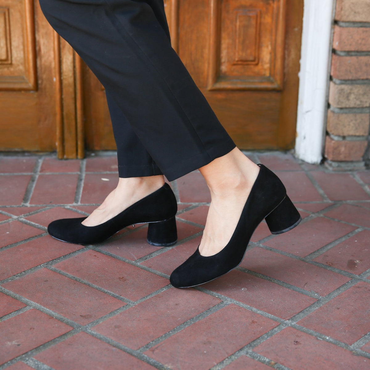 Black Suede Ballet Pump + Black Velvet Marie Strap