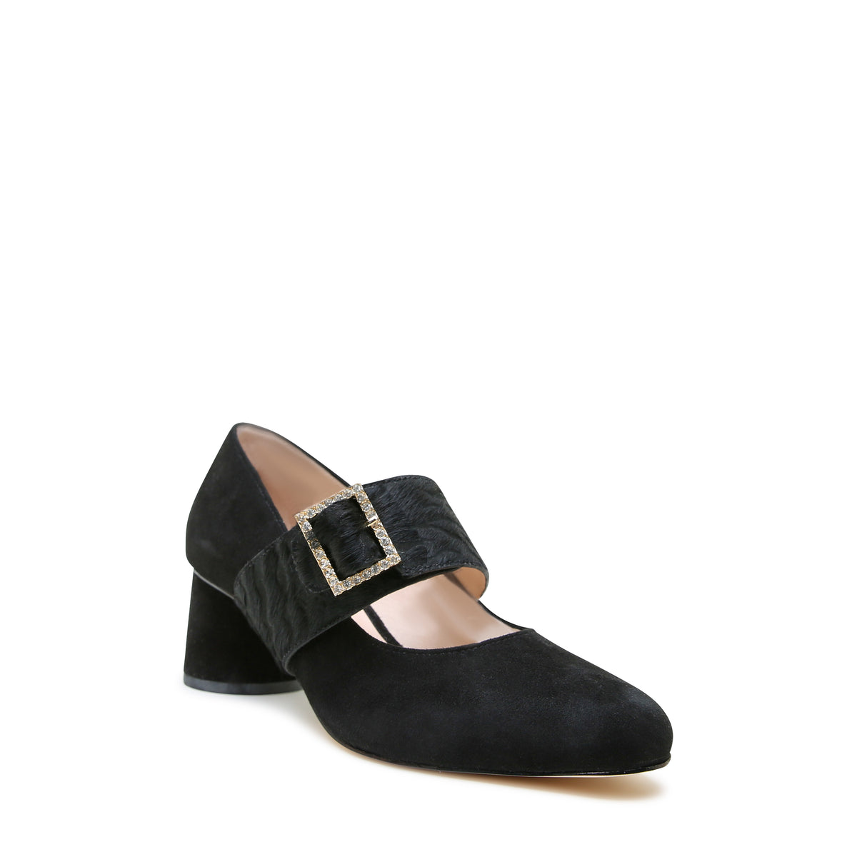Black Suede Ballet Pump + Hairy Zebra Grace Strap