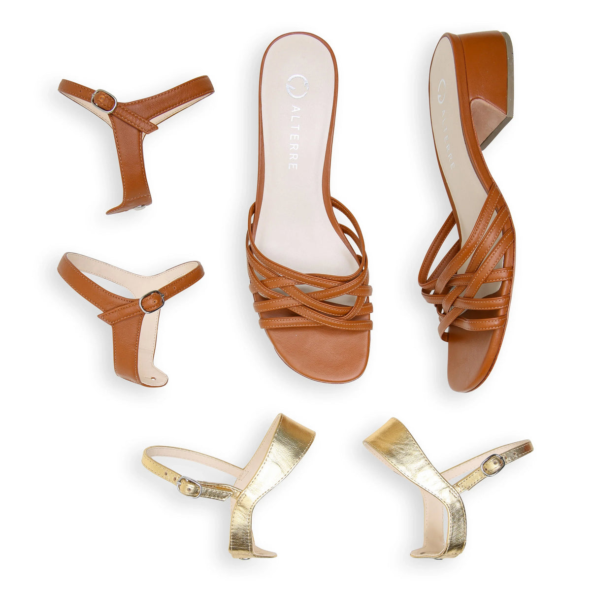 Shop Cognac Bell Sandal Starter Kit | Alterre Interchangeable Sandals - Sustainable & Ethical Footwear