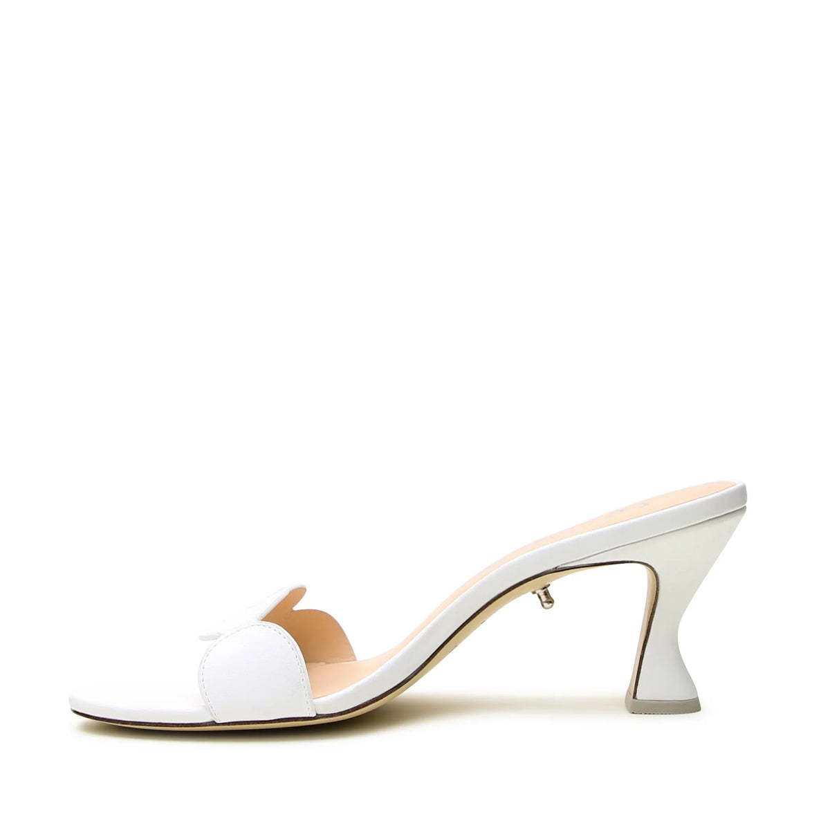 Alterre White Geo Sandal in white leather with a modern geometric silhouette, perfect for bridal looks, honeymoon styling, and beyond.