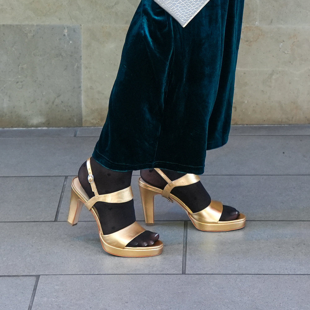 Shop Gold Lo Platform + Elsie Strap | Customizable, Comfortable & Sustainable Shoes That Give Back – Ethical Luxury by Alterre