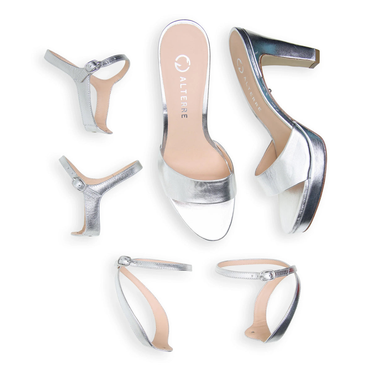 Shop Silver Lo Platform Starter Kit | Alterre Interchangeable Heels - Sustainable & Ethical Footwear