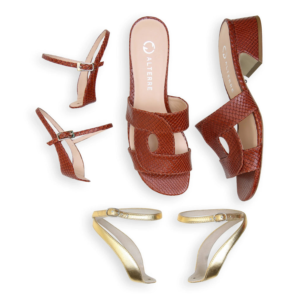 Brown Snake Loop Sandal Starter Kit | Alterre Interchangeable Heels
