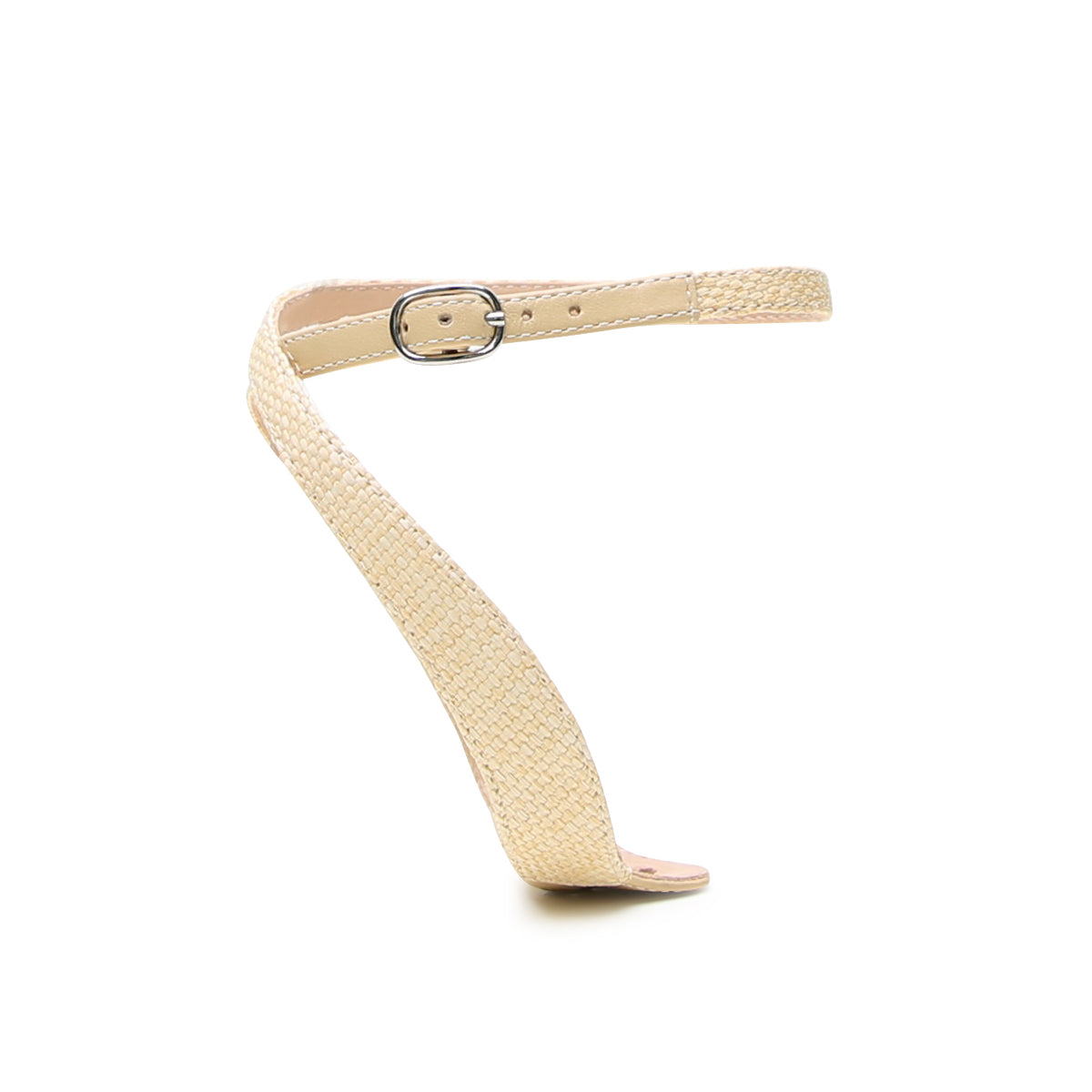 Alterre Marilyn Strap in Raffia, a versatile nude raffia strap designed to pair with most Alterre shoe bases, shown with the Wave Sandal in Raffia sold separately.