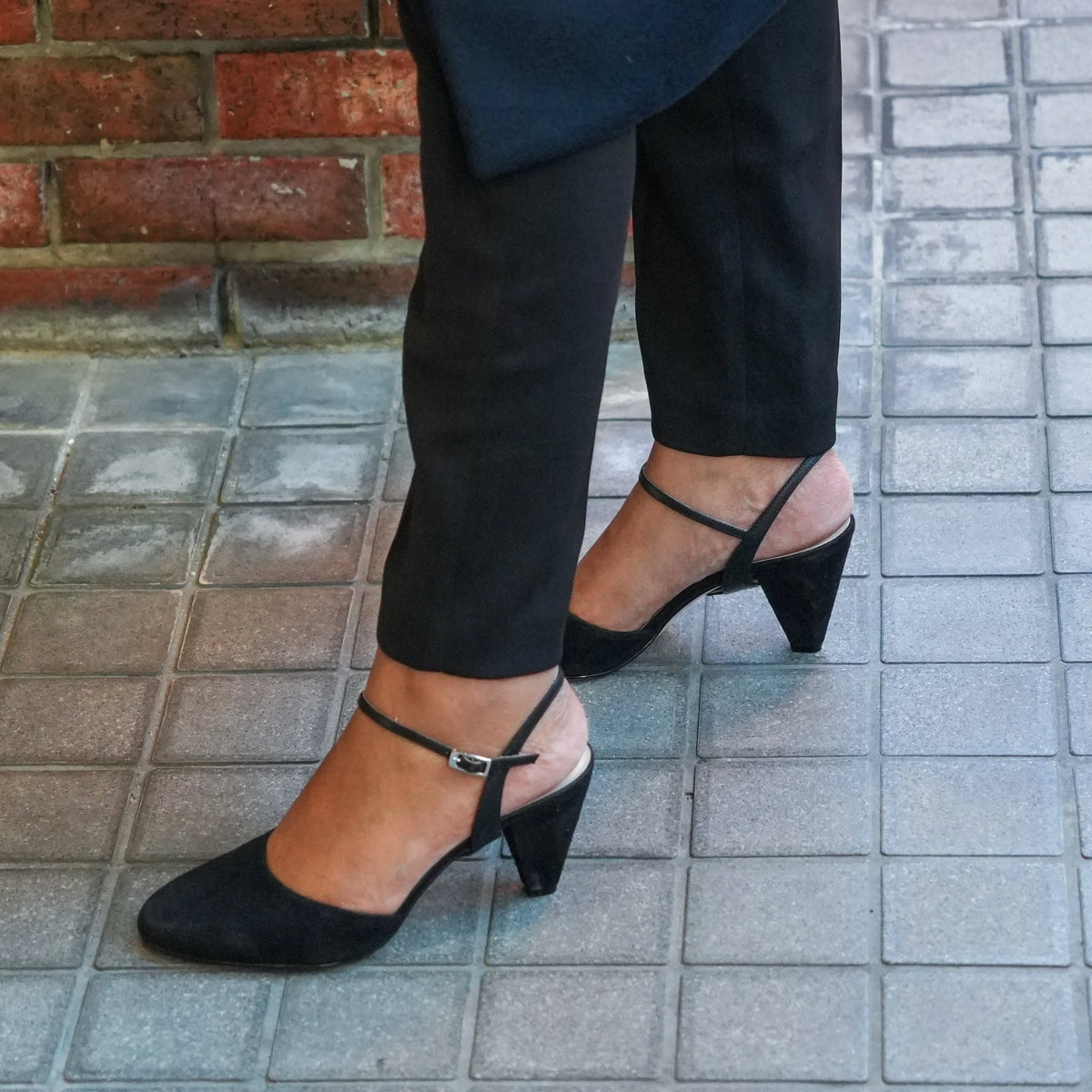 Sustainable Black Suede Mule + Black Amal Strap | Alterre Interchangeable, Eco-Friendly Footwear