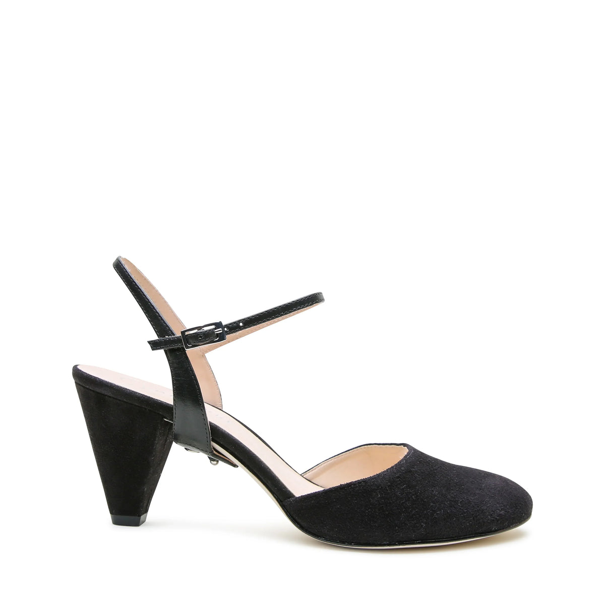 Shop Black Suede Mule + Black Amal Strap | Alterre Interchangeable Heels - Sustainable & Ethical Footwear