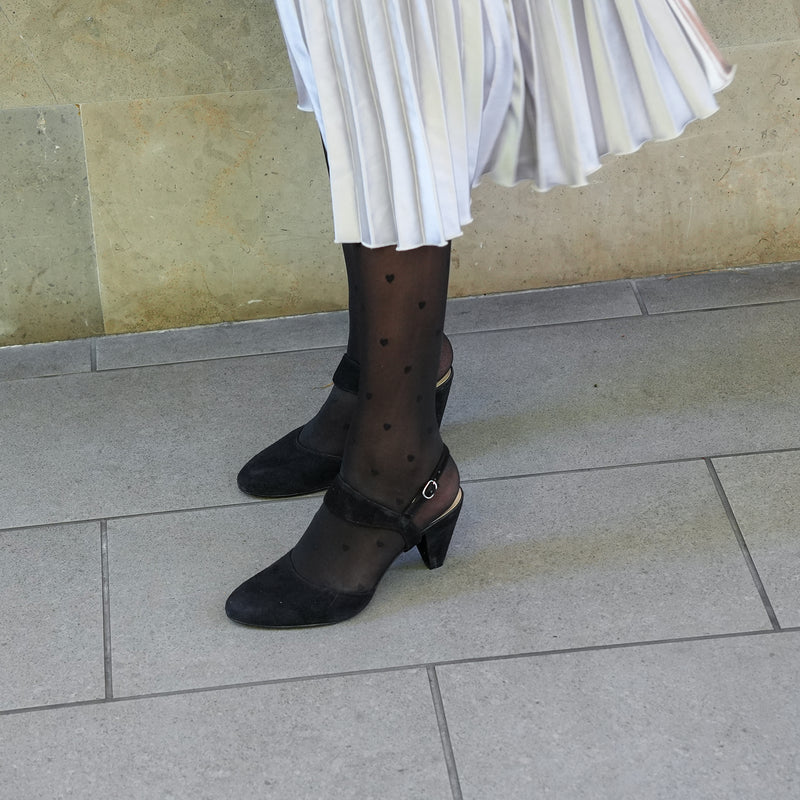 Shop Black Suede Mule + Elsie Strap | Customizable, Comfortable & Sustainable Shoes That Give Back – Ethical Luxury by Alterre