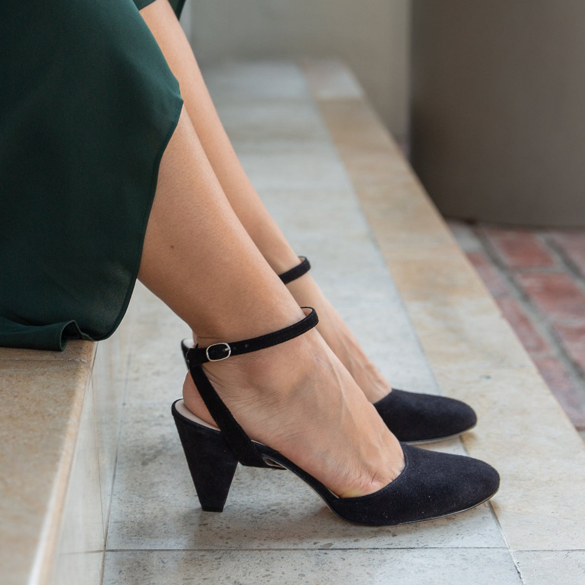 Black Suede Mule + Marilyn Strap