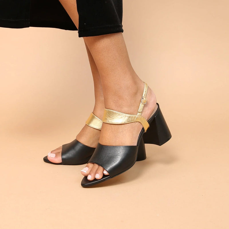 Black Point Sandal + Gold Elsie Strap Customized Sandals | Alterre Sustainable Sandals - Ethical, Interchangeable Footwear