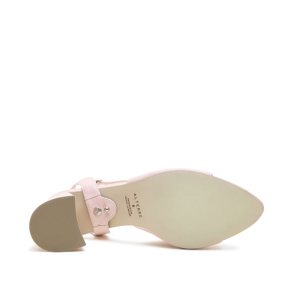 Rose Pink Point Sandal + Marilyn Strap by Alterre, featuring genuine leather upper and eco-leather sole, a 3-inch heel, a cushioned foam insole, and detachable strap styling.