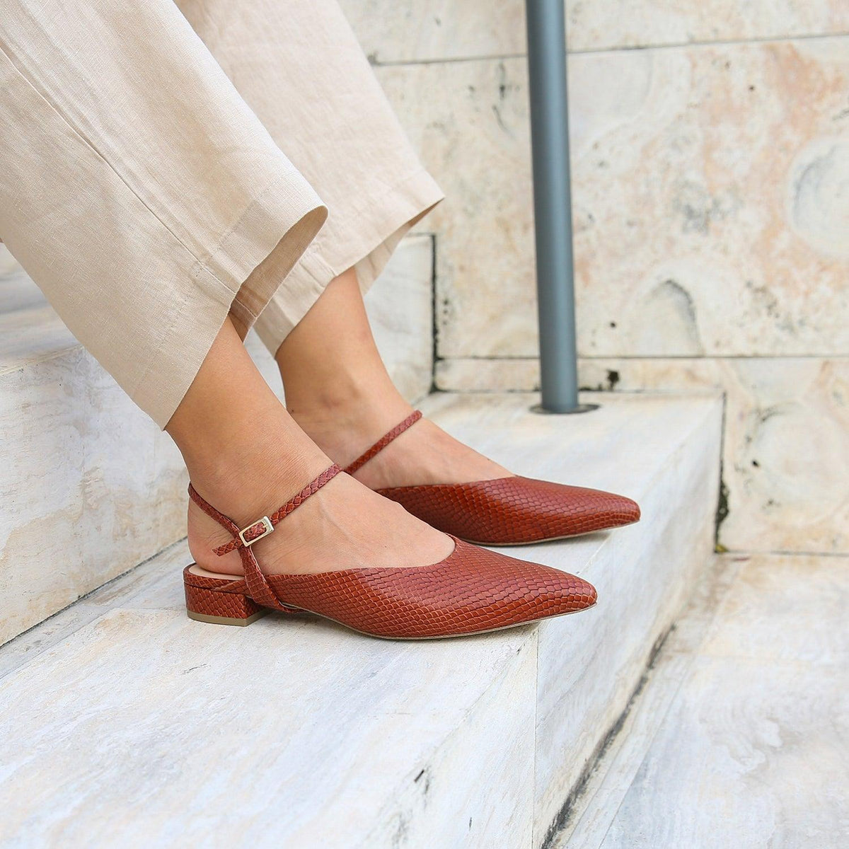 Brown Snake Point Slide + Amal Strap Customized Sandals | Alterre Sustainable Sandals - Ethical, Interchangeable Footwear