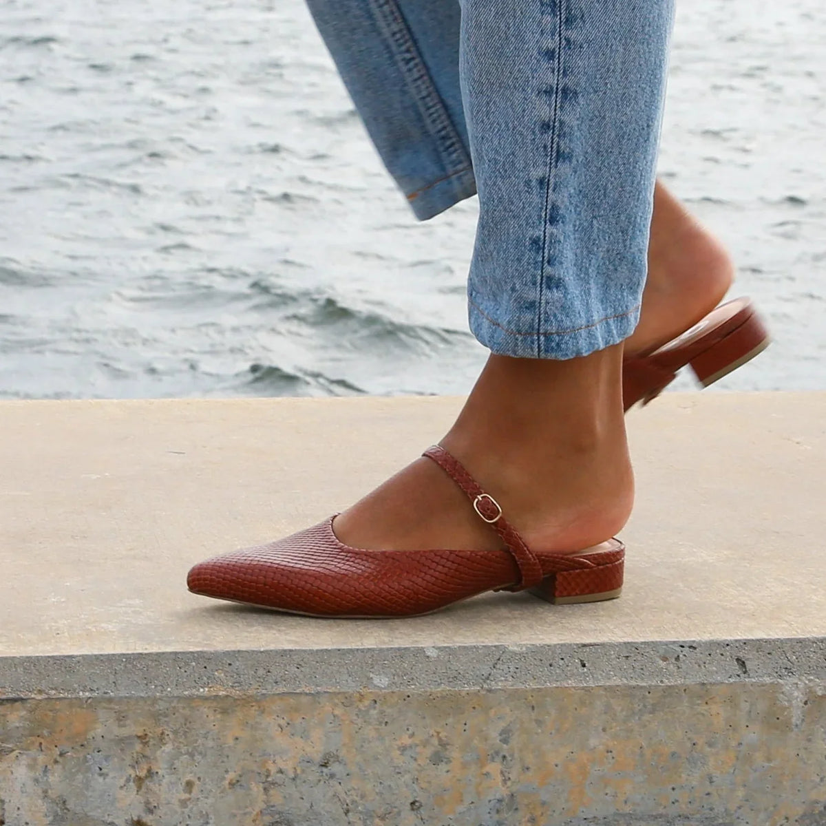 Discover Brown Snake Point Slide + Twiggy Strap Custom Sandals | Alterre Interchangeable, Sustainable & Ethical Shoes