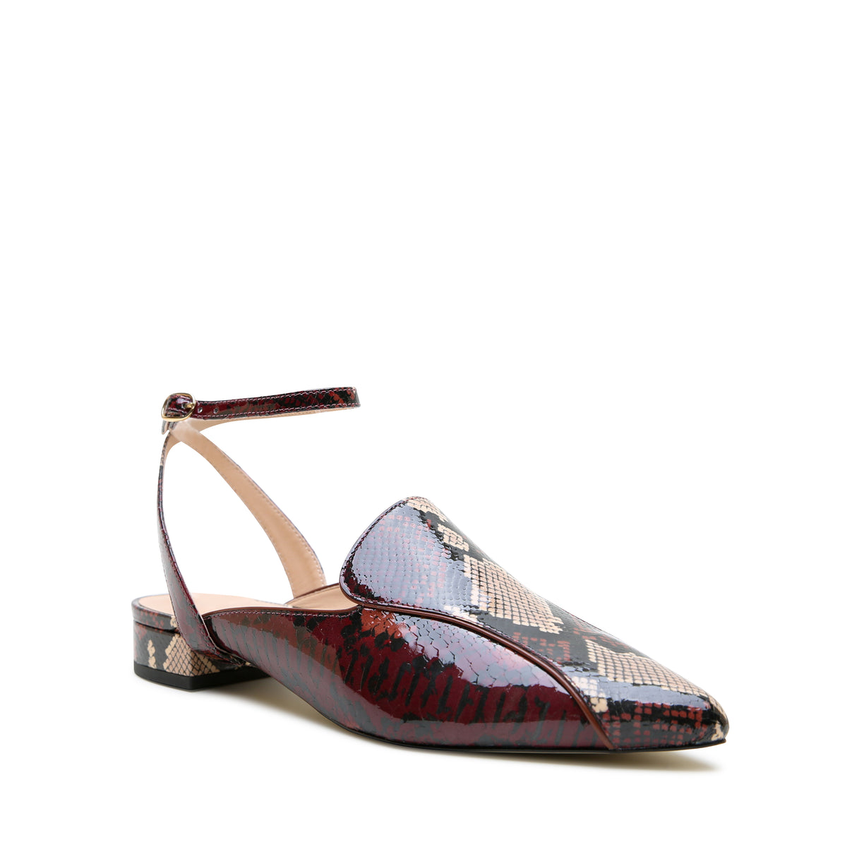 Alterre Burgundy Python Pointed Loafer + Marilyn Strap with exotic alternative made with calf leather, 3/4-inch heel, and an interchangeable design.