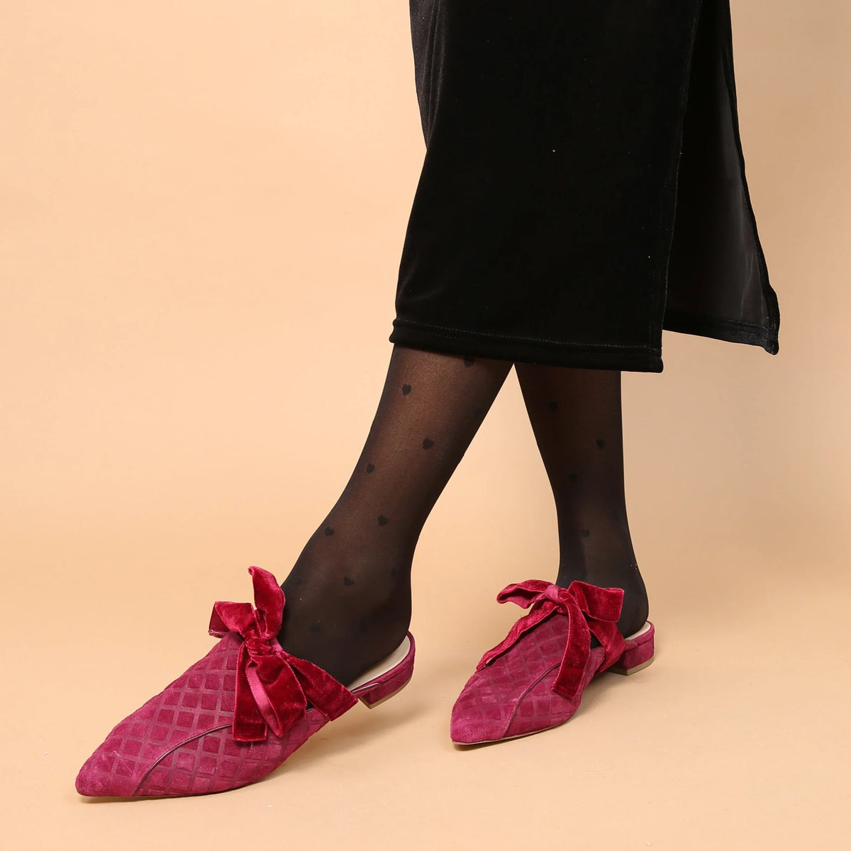 Malbec Puff Pointed Loafer + Red Velvet Marie Customized Slides | Alterre Sustainable Slides - Ethical, Interchangeable Footwear 