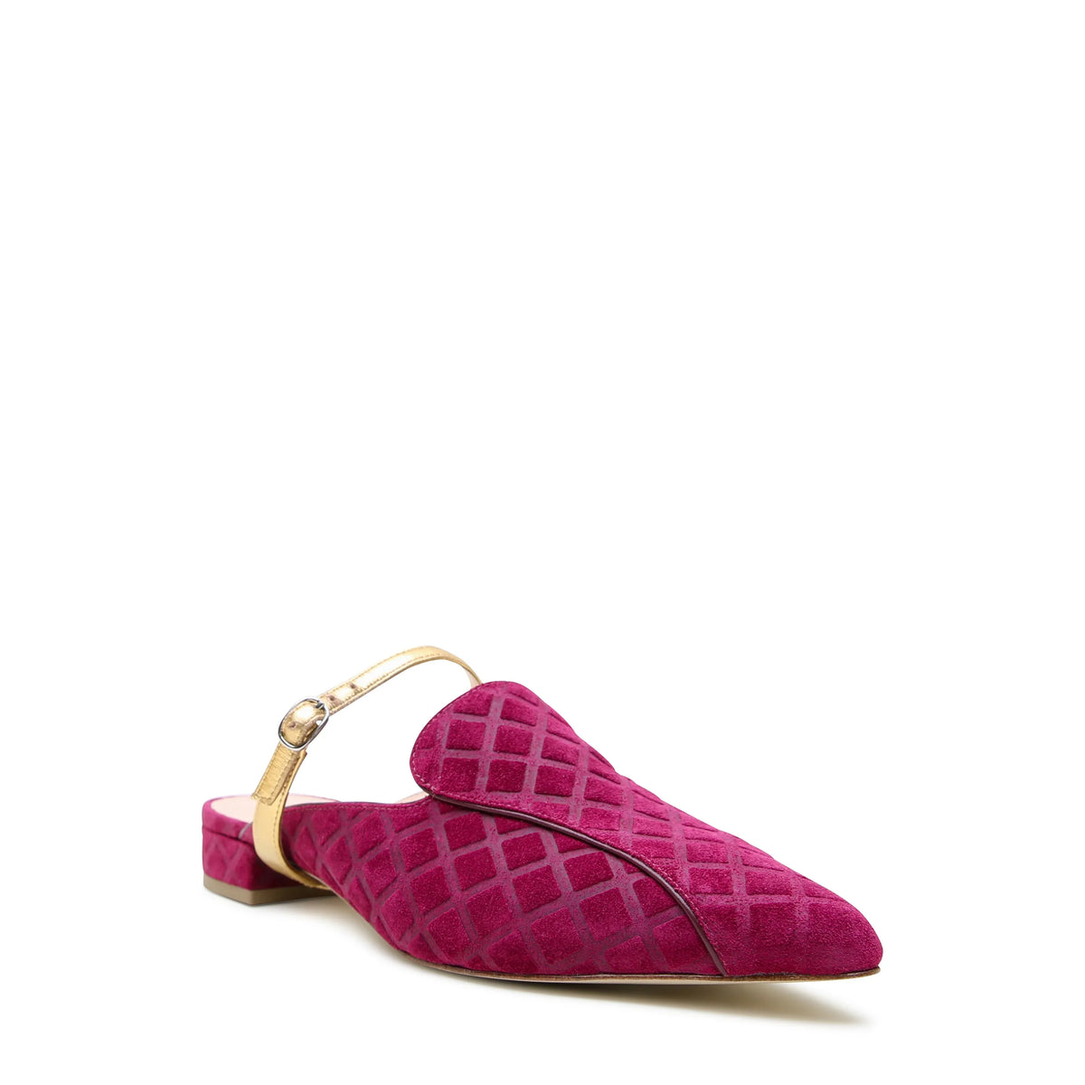 Malbec Puff Pointed Loafer + Gold Twiggy Strap | Alterre Interchangeable Slides - Customizable 2-in-1 Shoes