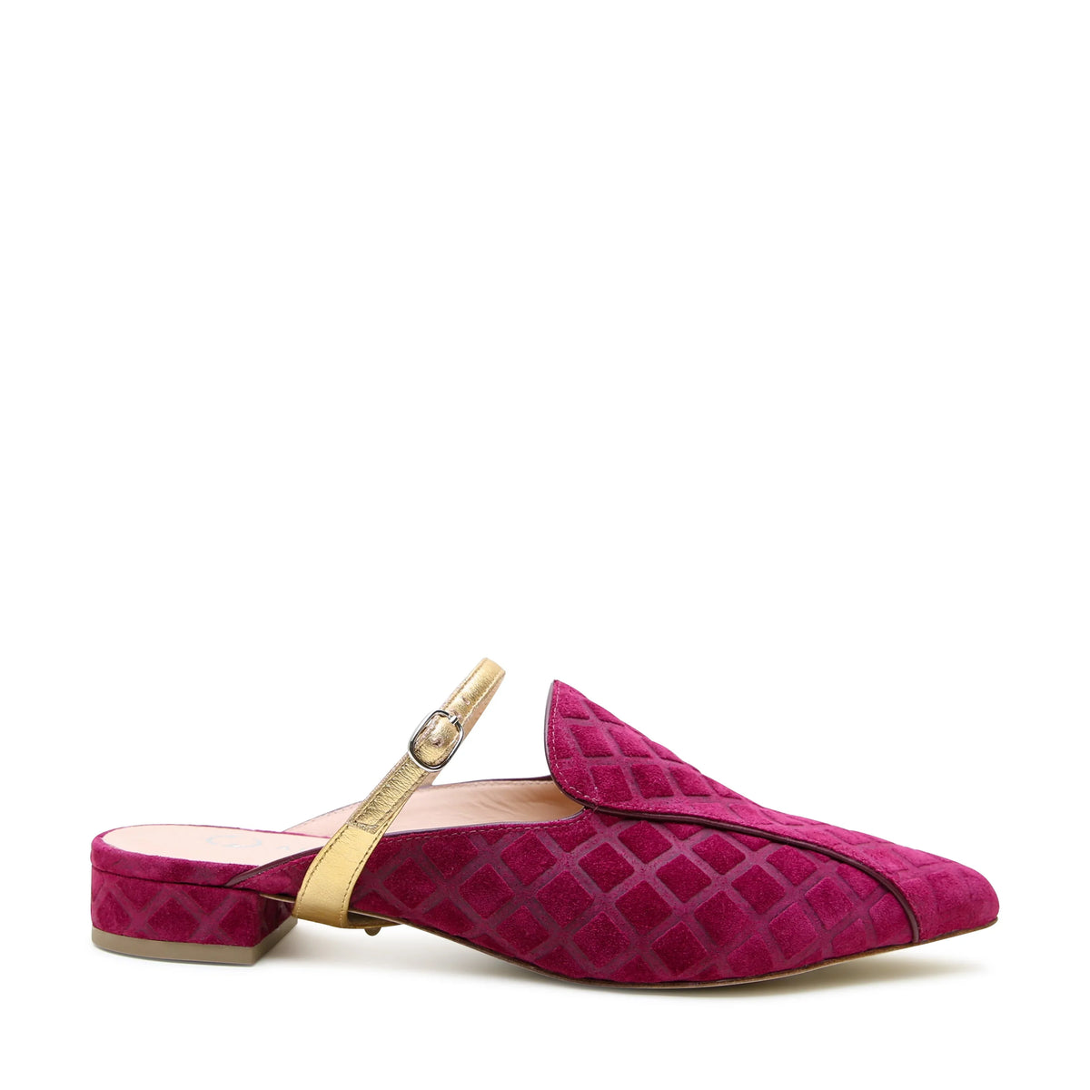 Shop Malbec Puff Pointed Loafer + Gold Twiggy Strap | Alterre Interchangeable Slides - Sustainable & Ethical Footwear