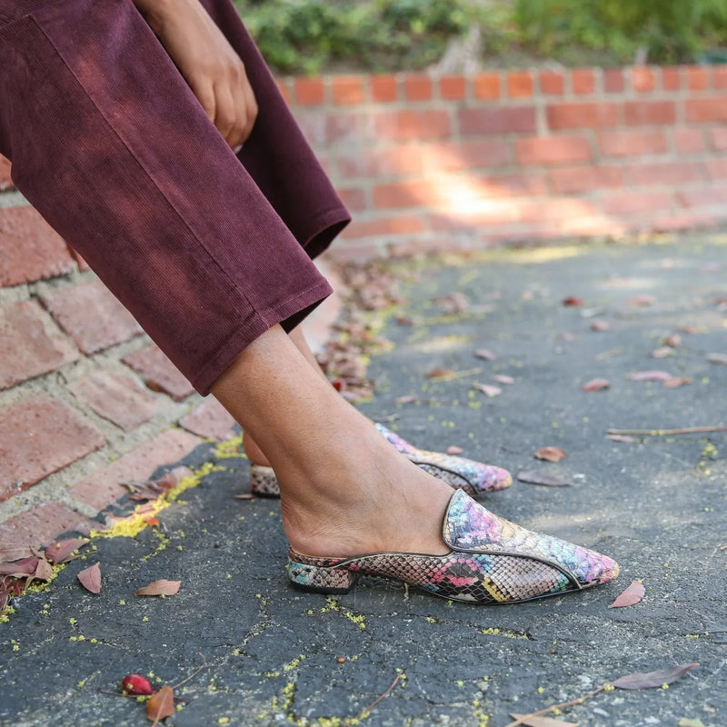 Shop Painted Snake Pointed Loafers | Alterre Interchangeable Sandals - Sustainable & Ethical Footwear