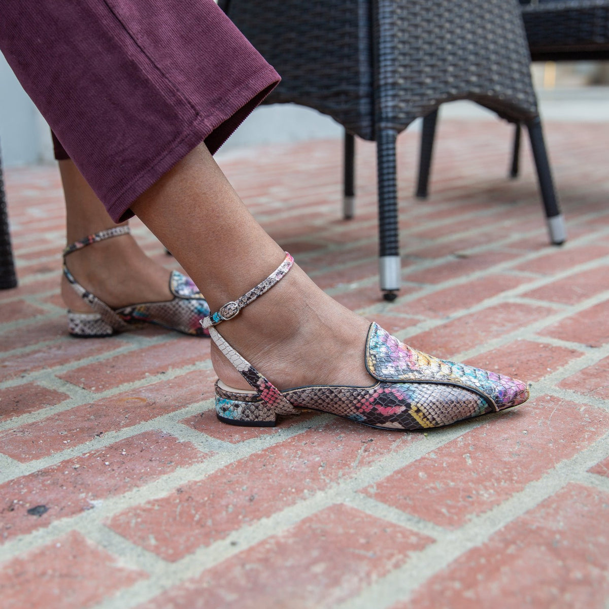 Painted Snake Pointed Loafer + Marilyn Strap