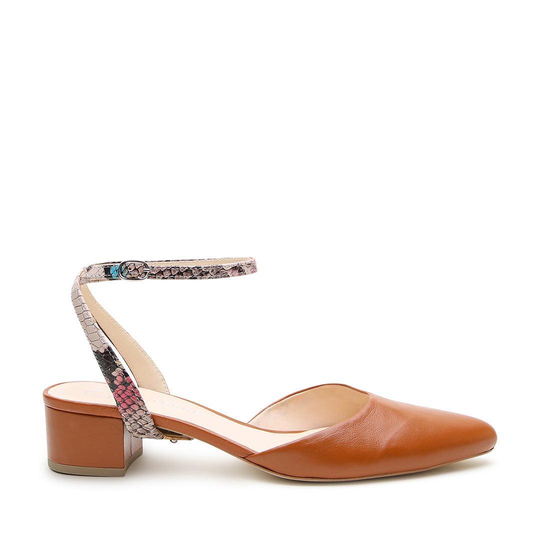 Cognac Slide + Painted Snake Marilyn Strap