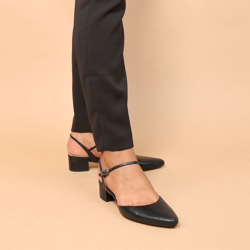 Black Rattlesnake Slidel + Black Amal Strap Customized Slides | Alterre Sustainable Slides - Ethical, Interchangeable Footwear