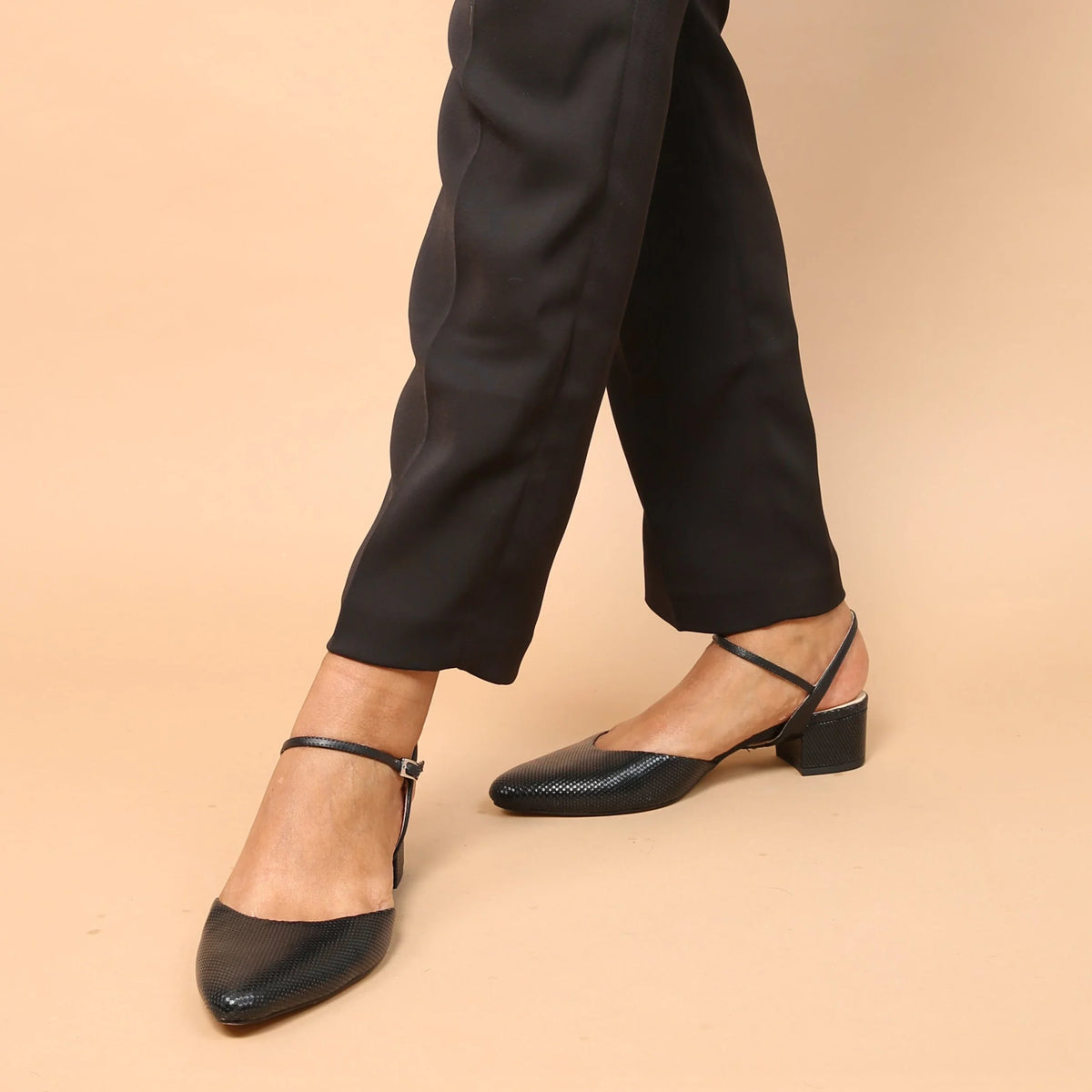 Sustainable Footwear: Black Rattlesnake Slide + Black Marilyn Strap Customized Slides | Alterre Ethical Interchangeable Slides