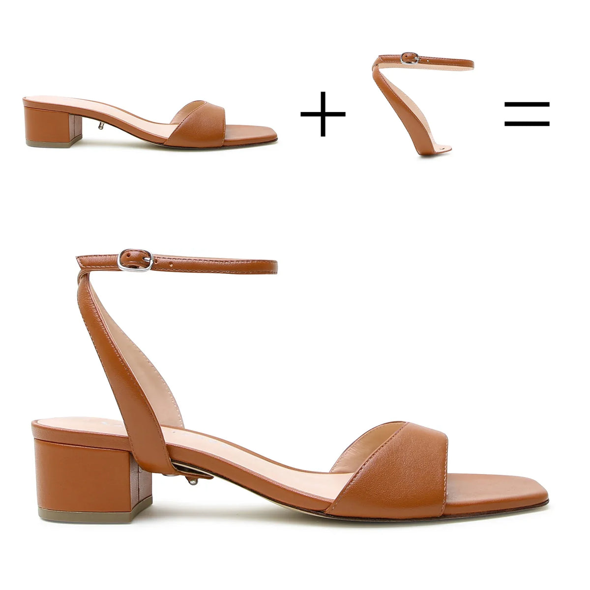 Cognac Square Sandal + Marilyn Strap