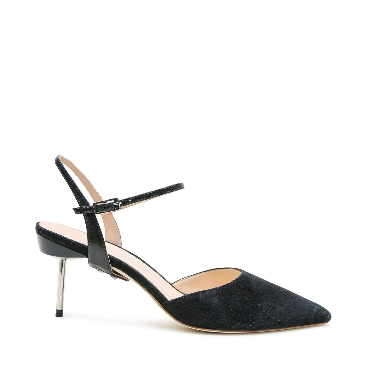 Shop Black Suede Stiletto + Black Amal Strap | Alterre Interchangeable Slides - Sustainable & Ethical Footwear