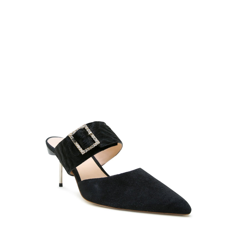 Black Suede Stiletto + Hairy Zebra Grace Strap | Alterre Interchangeable Slides - Customizable 2-in-1 Shoes