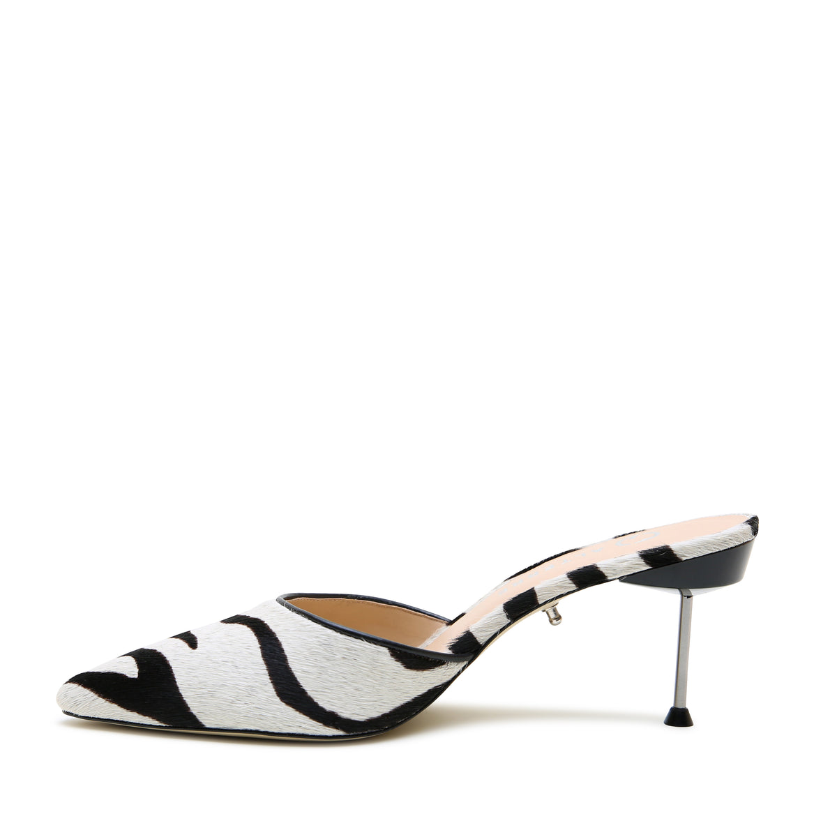 Alterre White Zebra Stiletto, an interchangeable style featuring eco-leather composite sole, day-to-night and special-event styling, and centered heel design for added stability.