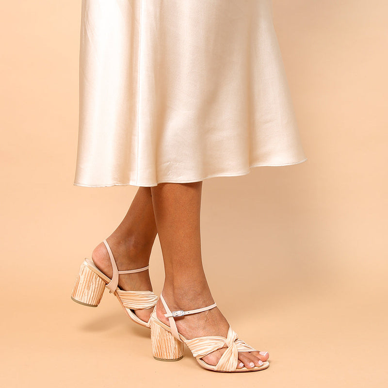 Nude Twist Sandal + Rose Pink Amal Strap | Sustainable, Customizable Sandals for Ethical Luxury & Conscious Comfort