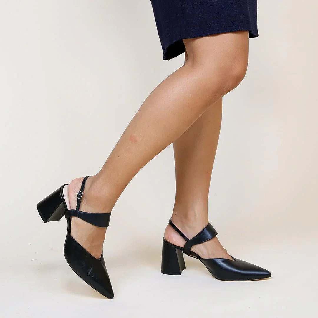 Black V Mule +  Elsie Strap Customized Sandals | Alterre Sustainable Sandals - Ethical, Interchangeable Footwear