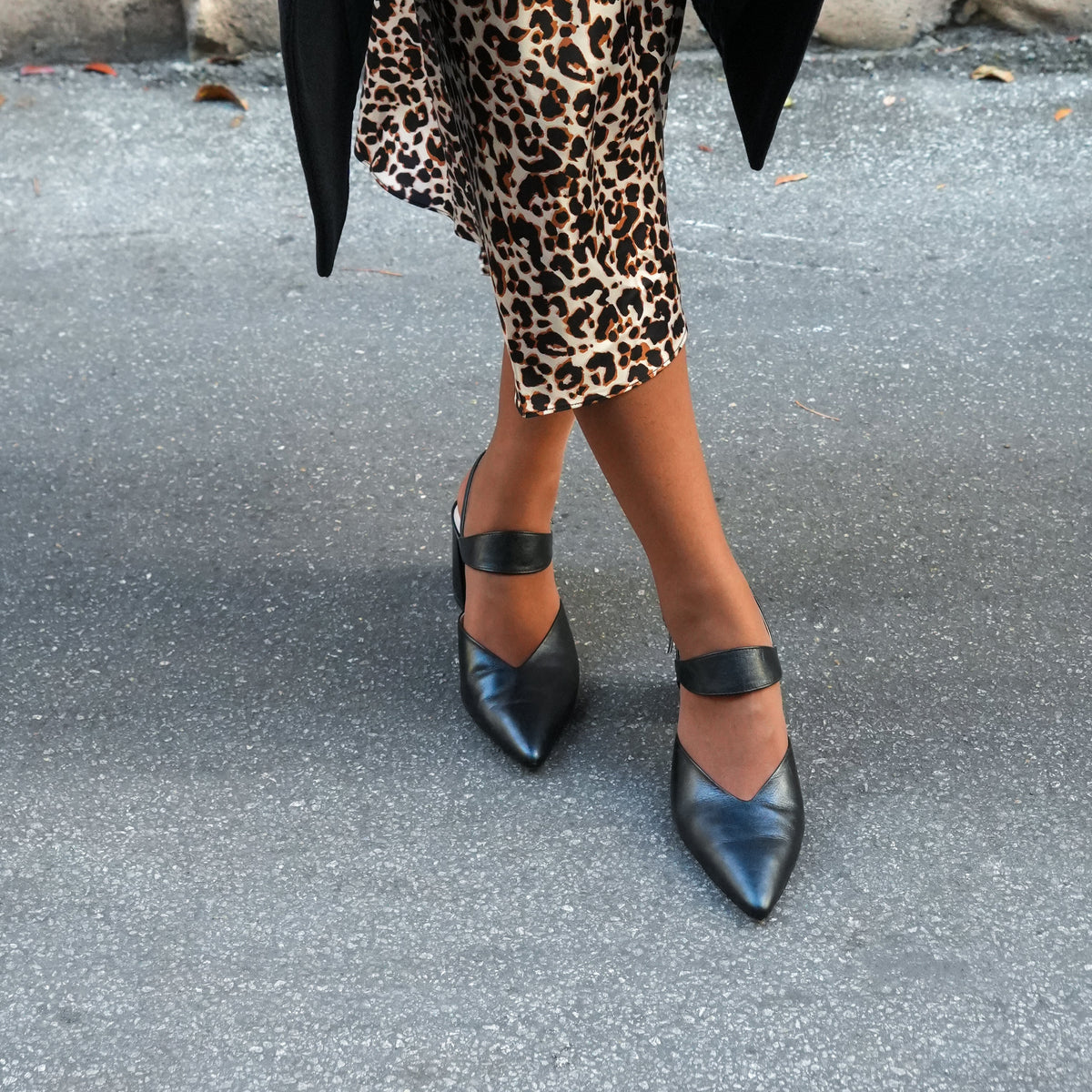 Black V Mule + Elsie Strap | Sustainable, Customizable Mules for Ethical Luxury & Conscious Comfort