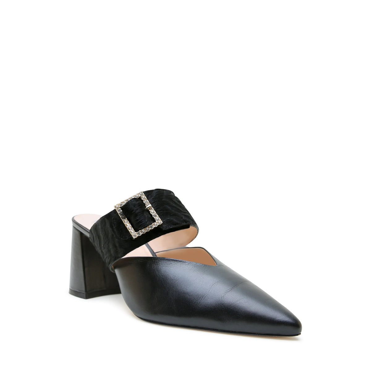 Black V Mule + Hairy Zebra Grace Strap | Alterre Interchangeable Heels - Customizable 2-in-1 Shoes