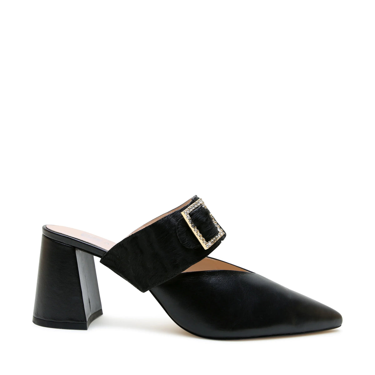 Shop Black V Mule + Hairy Zebra Grace Strap | Alterre Interchangeable Heels - Sustainable & Ethical Footwear