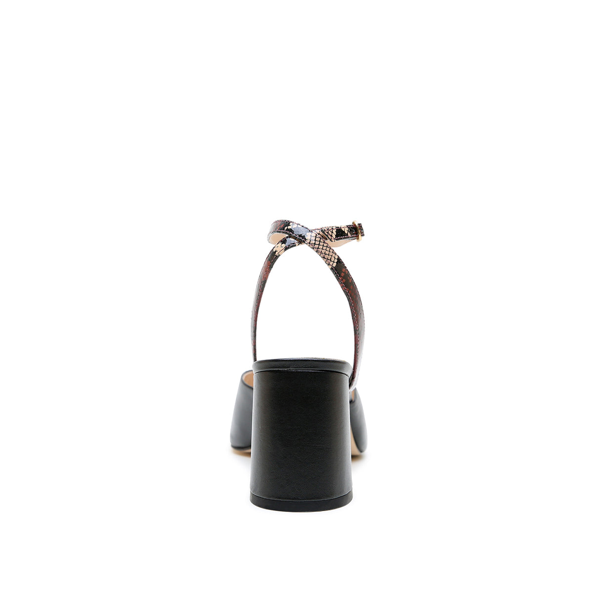 Black V Mule + Burgundy Python Marilyn Strap crafted in calf leather with can be snug at first but leather will soften and 3-inch heel.