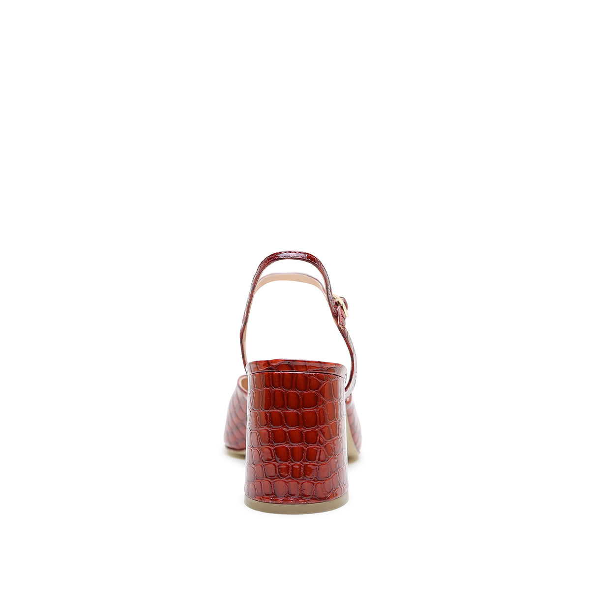 Clay Croc V Mule + Amal Strap by Alterre, featuring embossed patent leather upper and leather lining with eco-leather composite sole, a 3-inch heel, a cushioned foam insole, and detachable strap styling.