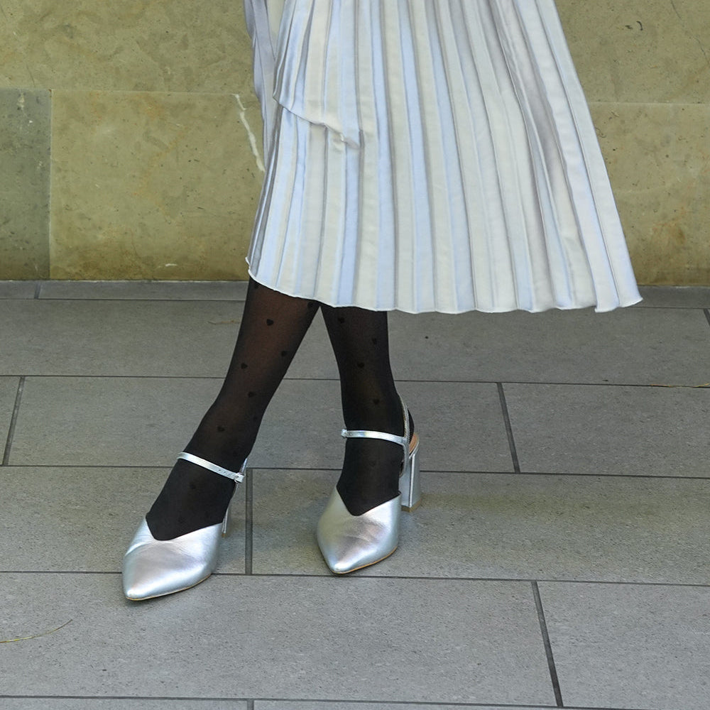 Silver V Mule + Jackie Strap | Sustainable, Customizable Mules for Ethical Luxury & Conscious Comfort