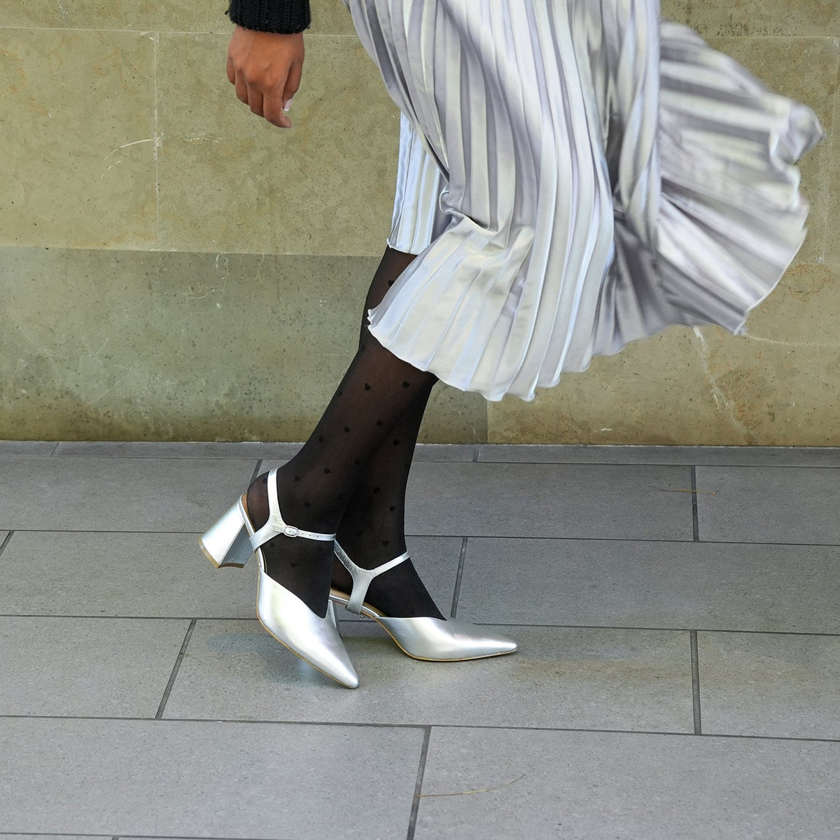 Shop Silver V Mule + Jackie Strap | Customizable, Comfortable & Sustainable Shoes That Give Back – Ethical Luxury by Alterre