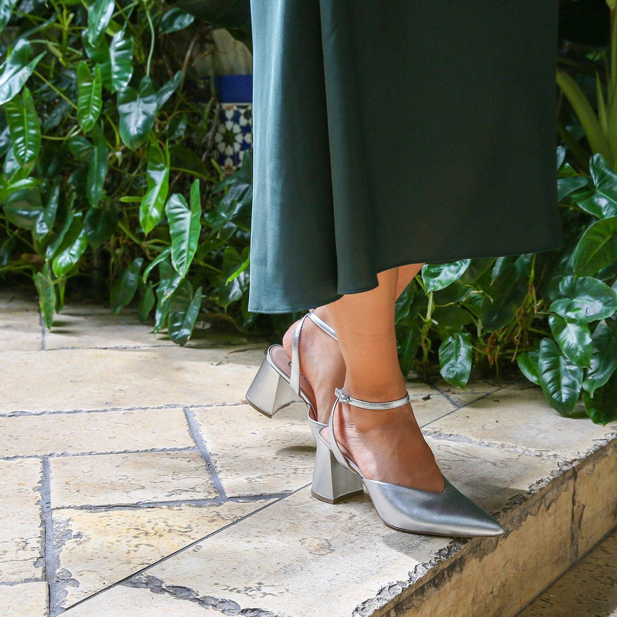 Discover Silver V Mule + Marilyn Strap Custom Sandals | Alterre Interchangeable, Sustainable & Ethical Shoes