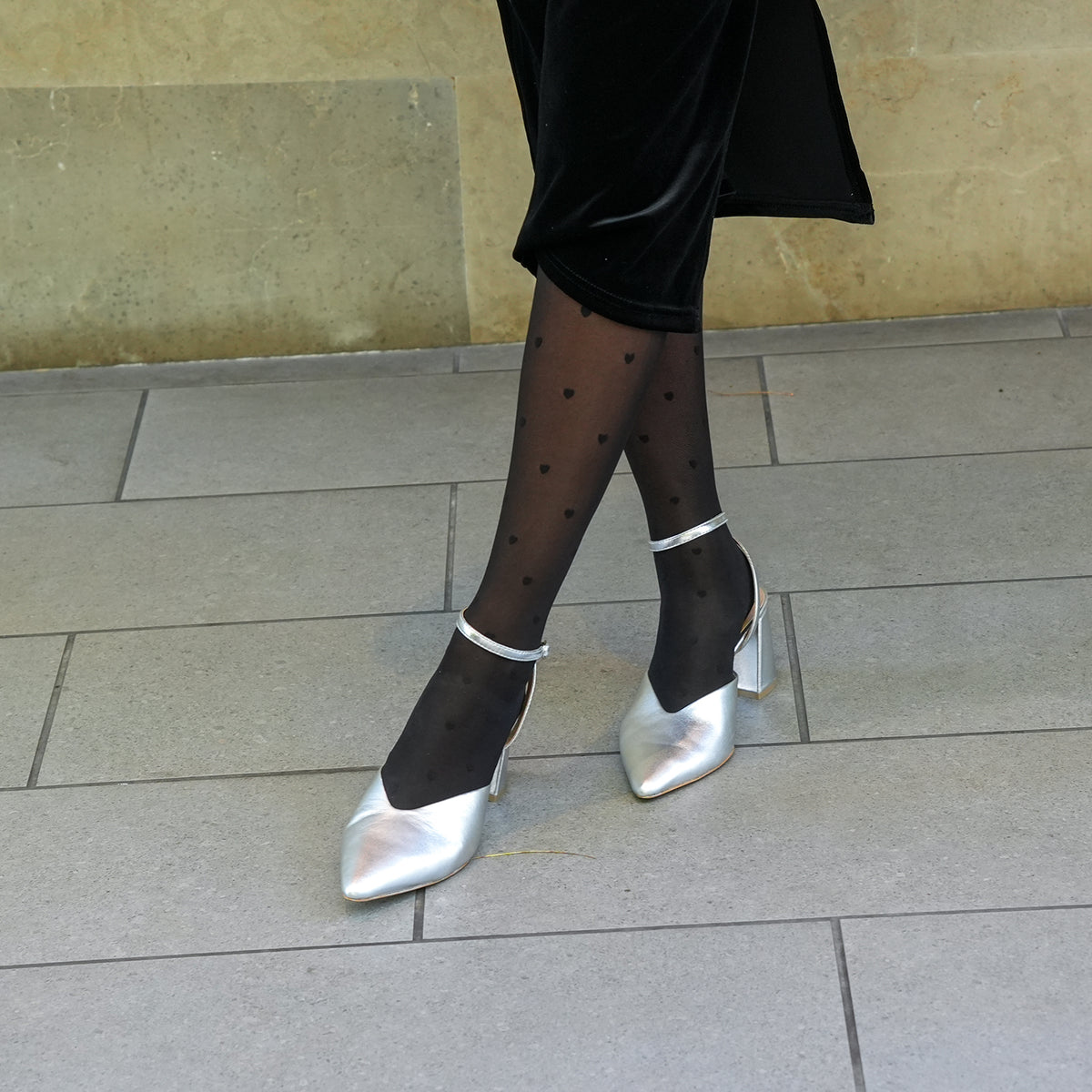 Shop Silver V Mule + Marilyn Strap | Alterre Interchangeable Mules - Sustainable & Ethical Footwear