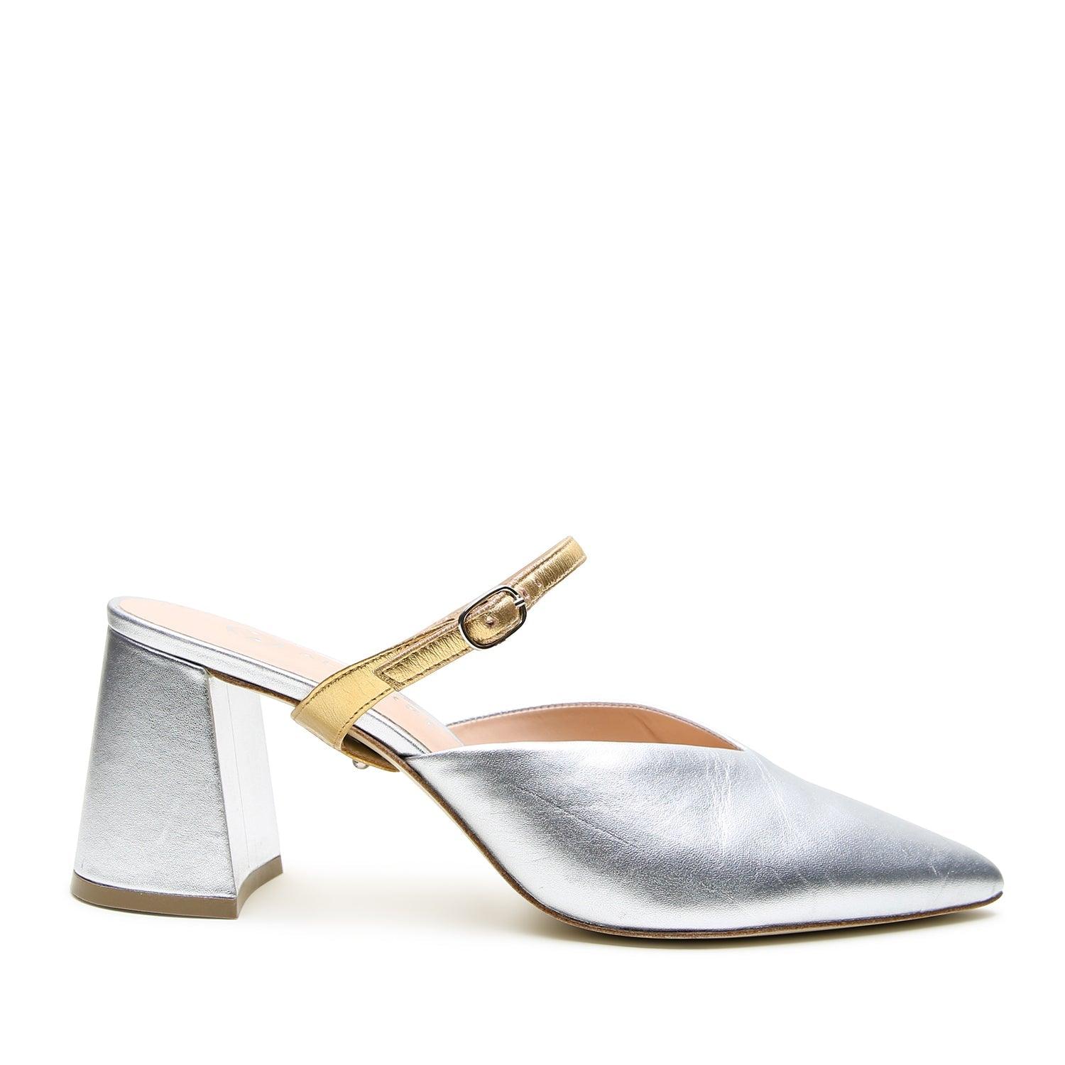 Silver V Mule + Twiggy Strap