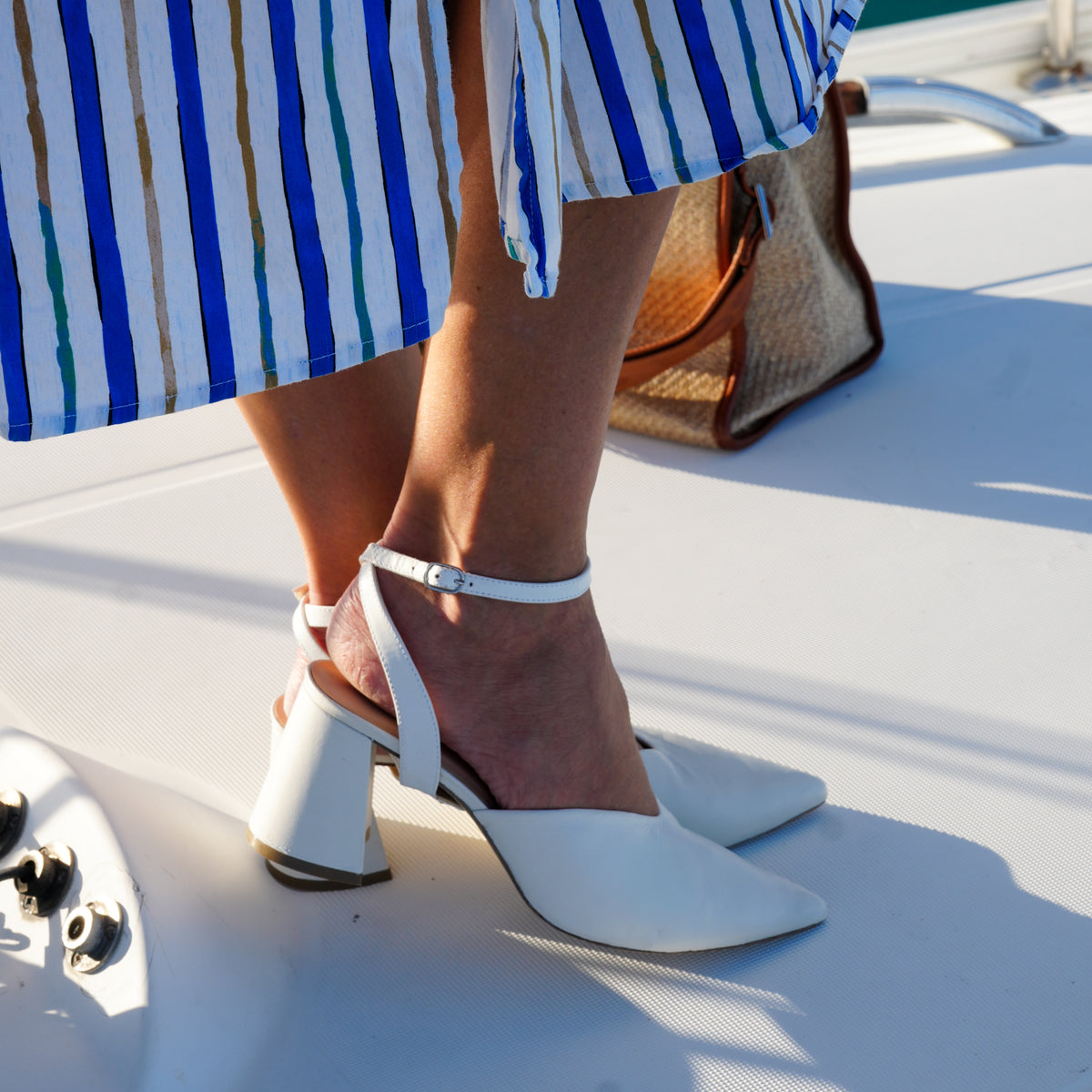 White V Mule + Marilyn Strap