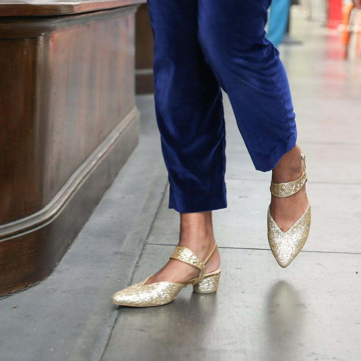 Gatsby Glitter V Slide + Elsie Strap Customized Sandals | Alterre Sustainable Sandals - Ethical, Interchangeable Footwear