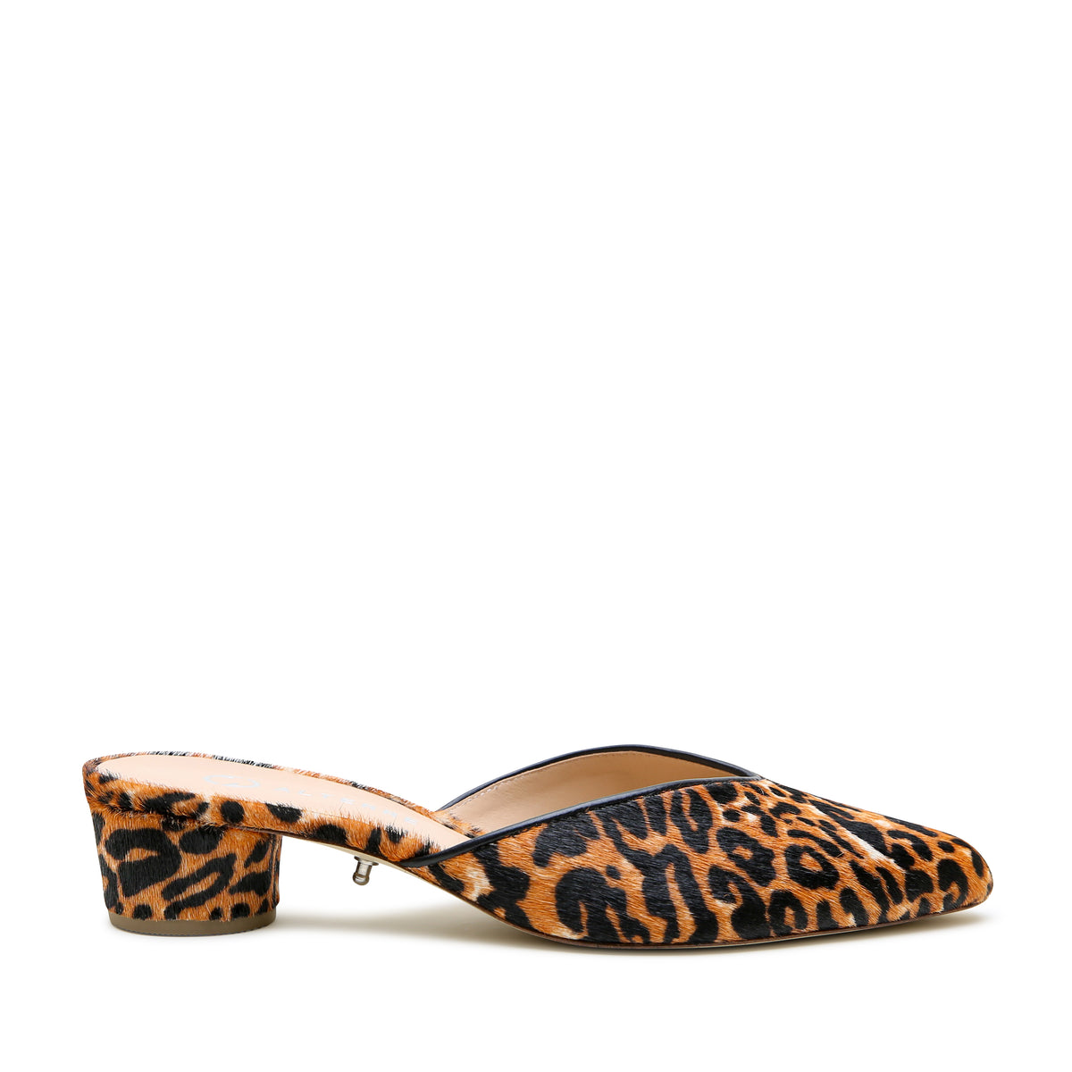 Jaguar V Slide by Alterre, featuring printed calf hair, 5-inch heel, and versatile and elevated cousin of leopard.