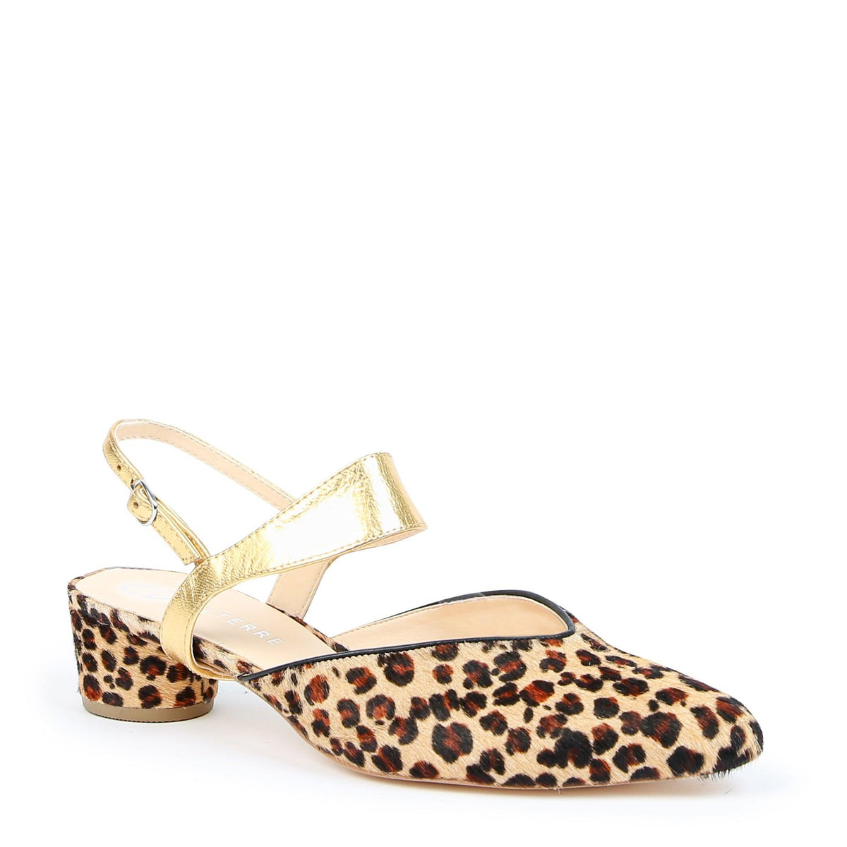 Leopard V Slide + Gold Elsie Strap