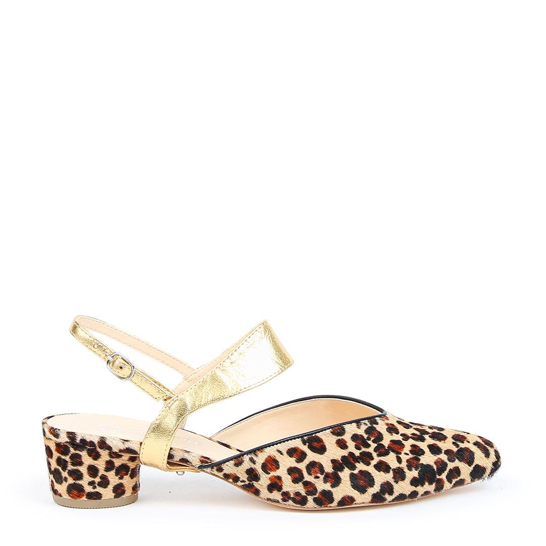 Leopard V Slide + Gold Elsie Strap