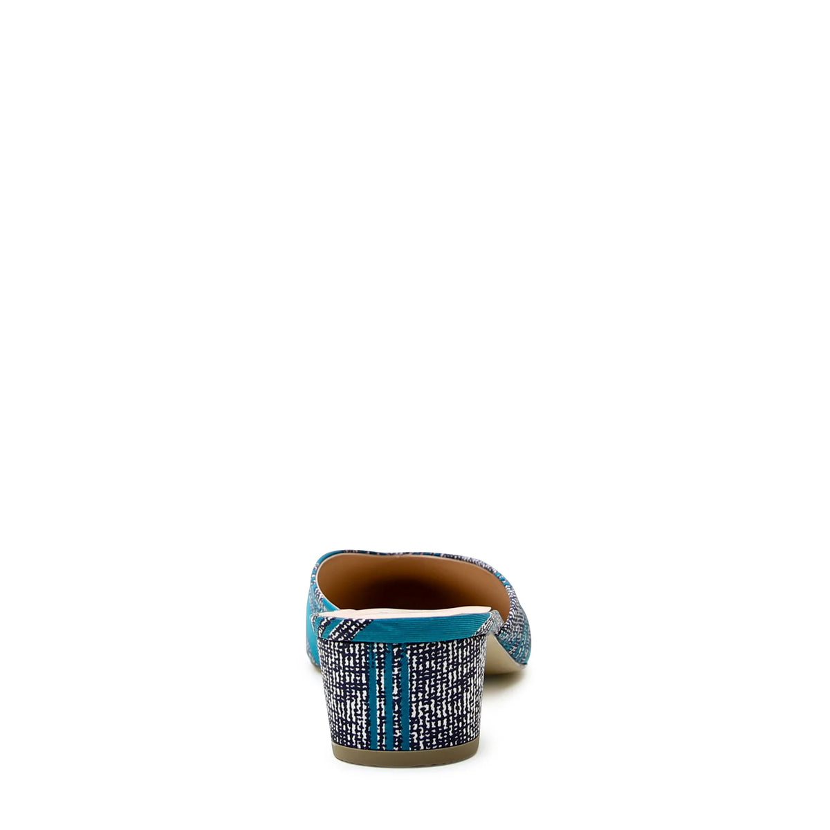 Teal reclaimed silk slide sandal by Alterre, designed for everyday dressing or special occasions with detachable straps sold separately.